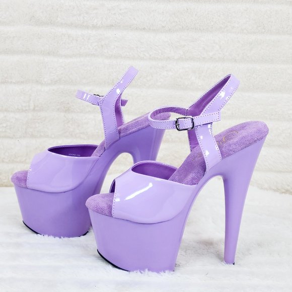 709 Lavender Lilac Patent Ankle Strap Platform High Heel Sandals - Picture 5 of 8